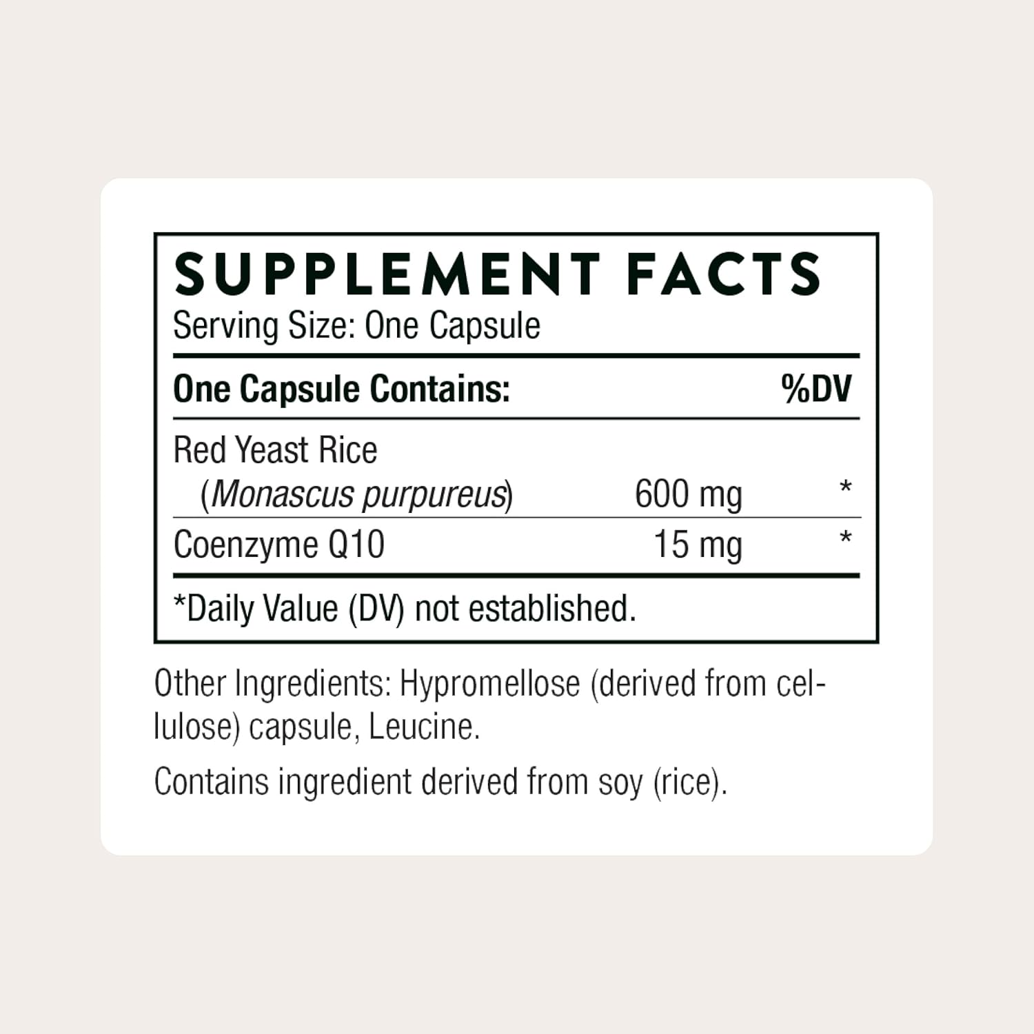 Thorne Red Yeast Rice Plus CoQ10 Supplement 120 Capsules