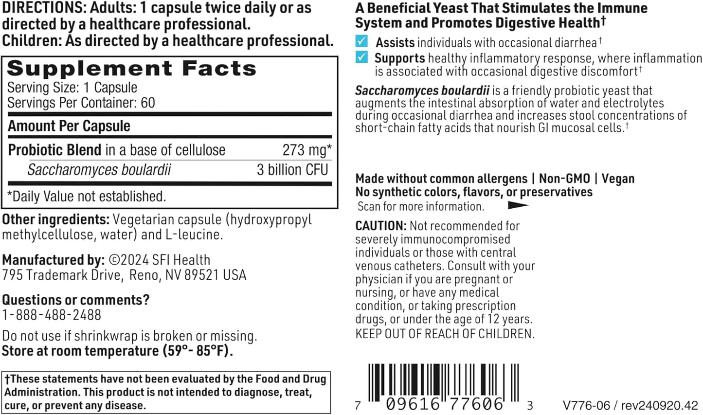 Klaire Labs Saccharomyces Boulardii Probiotic Supplement 5 Billion CFU