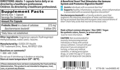 Klaire Labs Saccharomyces Boulardii Probiotic Supplement 5 Billion CFU