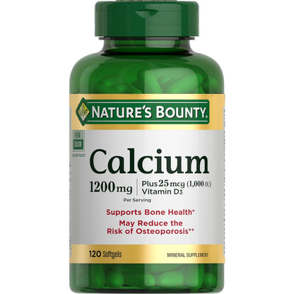 Nature's Bounty Calcium 1200 mg with Vitamin D3 1000 IU Bone Health Support 120 Softgels