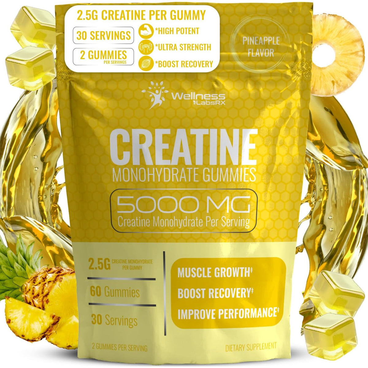 Creatine Gummies for Women & Men 5g Creatine Monohydrate Muscle Strength and Recovery Support 30 Servings