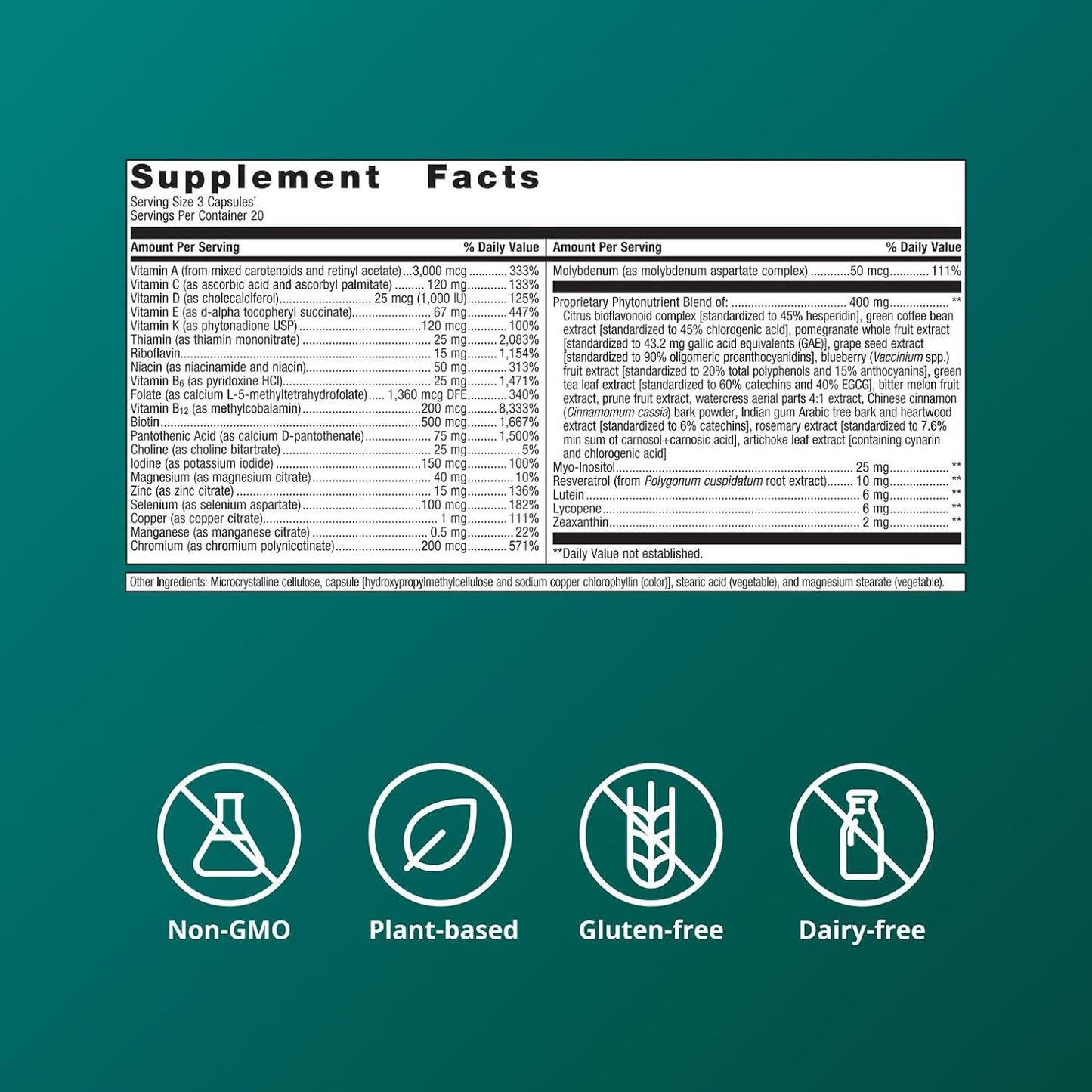 Metagenics PhytoMulti Multivitamin - 20+ Vitamins & Minerals - 60 Capsules