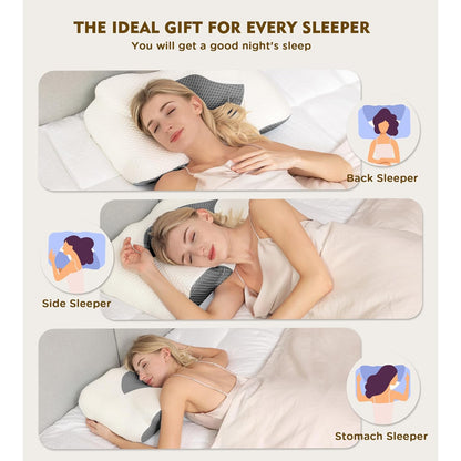 Osteo Cervical Pillow Neck Pain Relief Adjustable Memory Foam Cooling Case