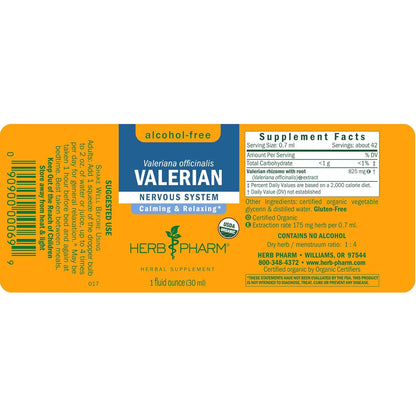 Herb Pharm Valerian Alcohol-Free Extract Organic Glycerite for Sleep