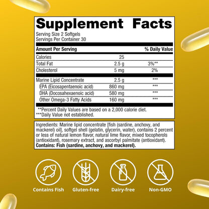 Metagenics OmegaGenics EPA-DHA 720 mg Fish Oil Softgels 60 Count