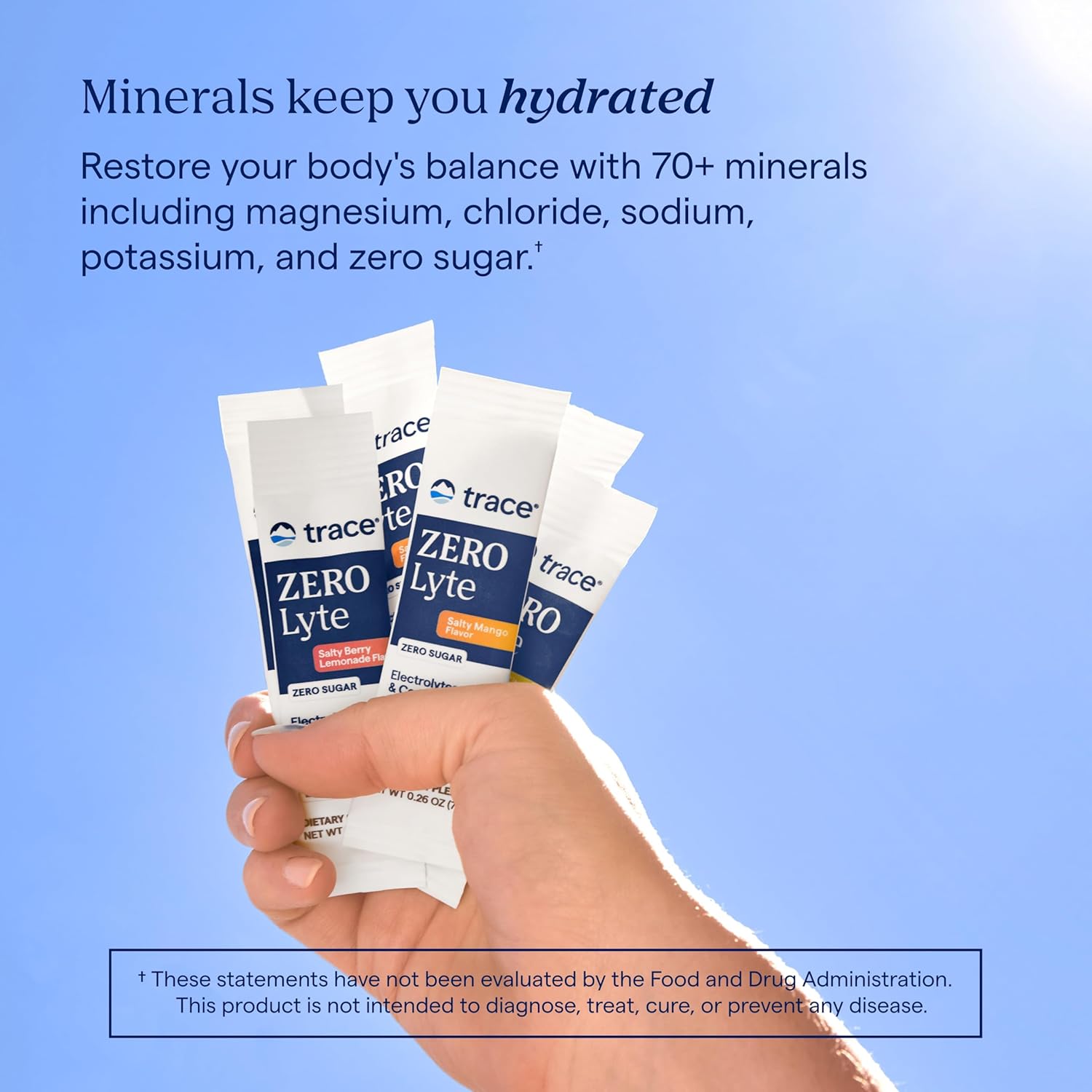 Trace Minerals ZeroLyte Electrolyte Drink Mix 30 Packets Sugar Free