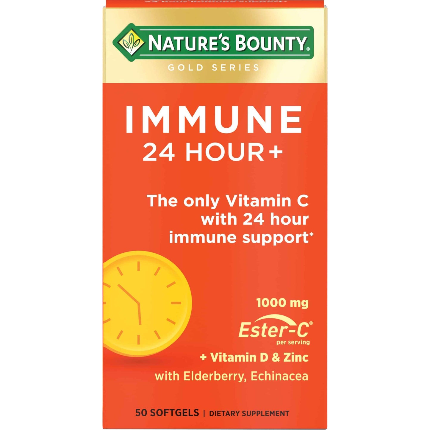 Nature's Bounty Immune 24 Hour +, The only Vitamin C with 24 Hour Immune - 2 Softgels