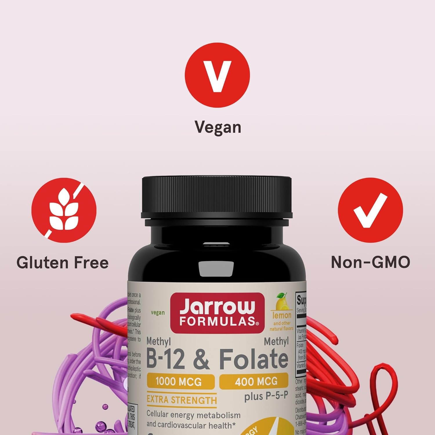 Jarrow Formulas Methyl B-12 & Methyl Folate 100 Chewable Tablets