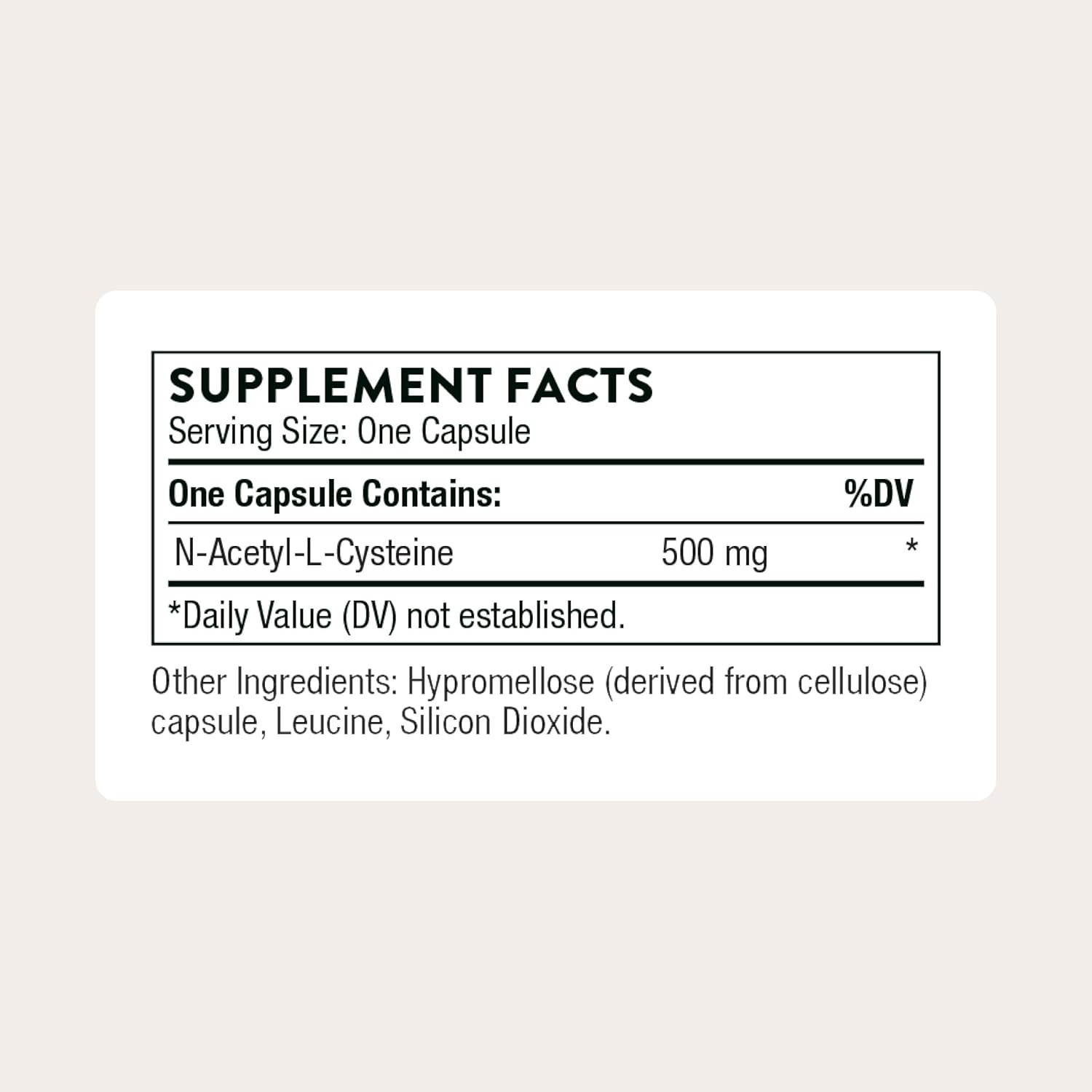 Thorne NAC N-Acetylcysteine 500mg Supplement 90 Count