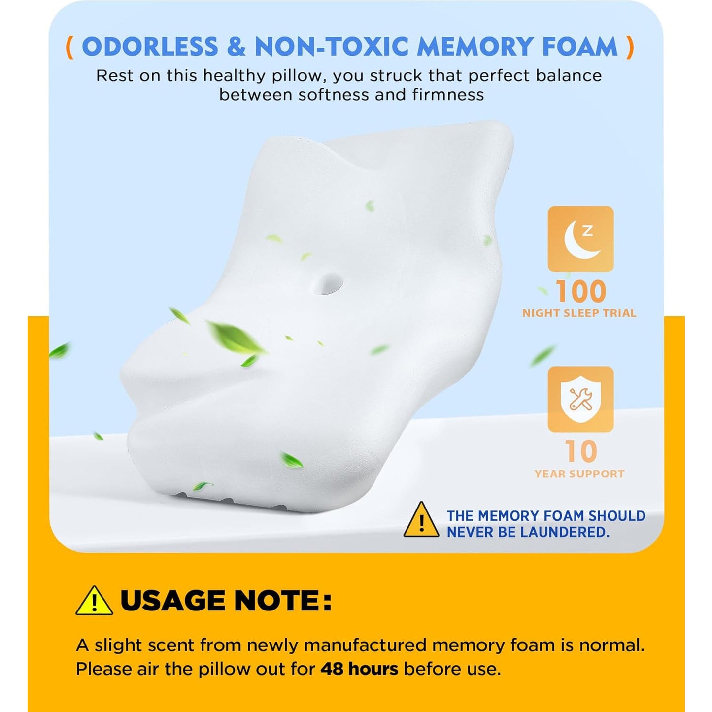 Osteo Cervical Pillow Neck Pain Relief Adjustable Memory Foam Cooling Case
