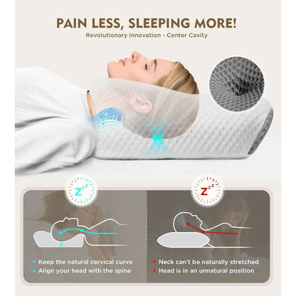 Osteo Cervical Pillow Neck Pain Relief Adjustable Memory Foam Cooling Case