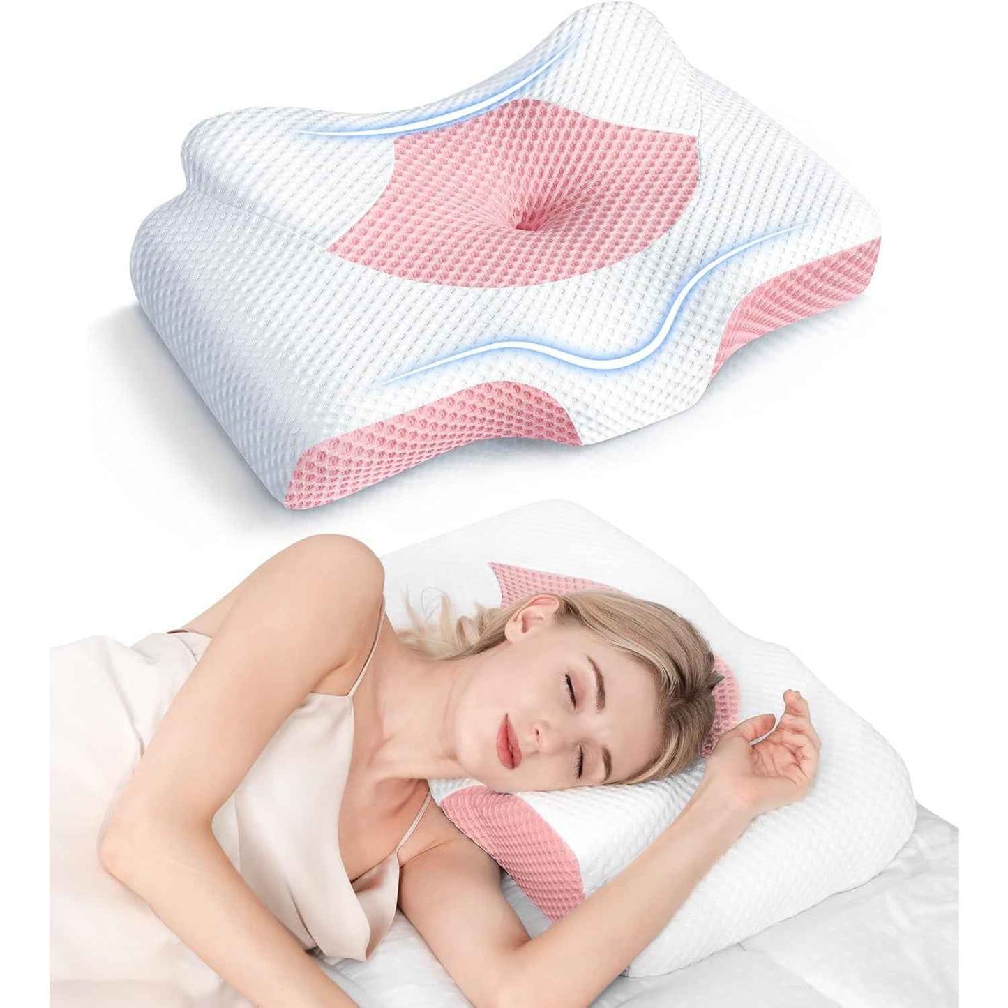 Osteo Cervical Pillow for Neck Pain Relief, Hollow Design Memory Foam with Cooling Case