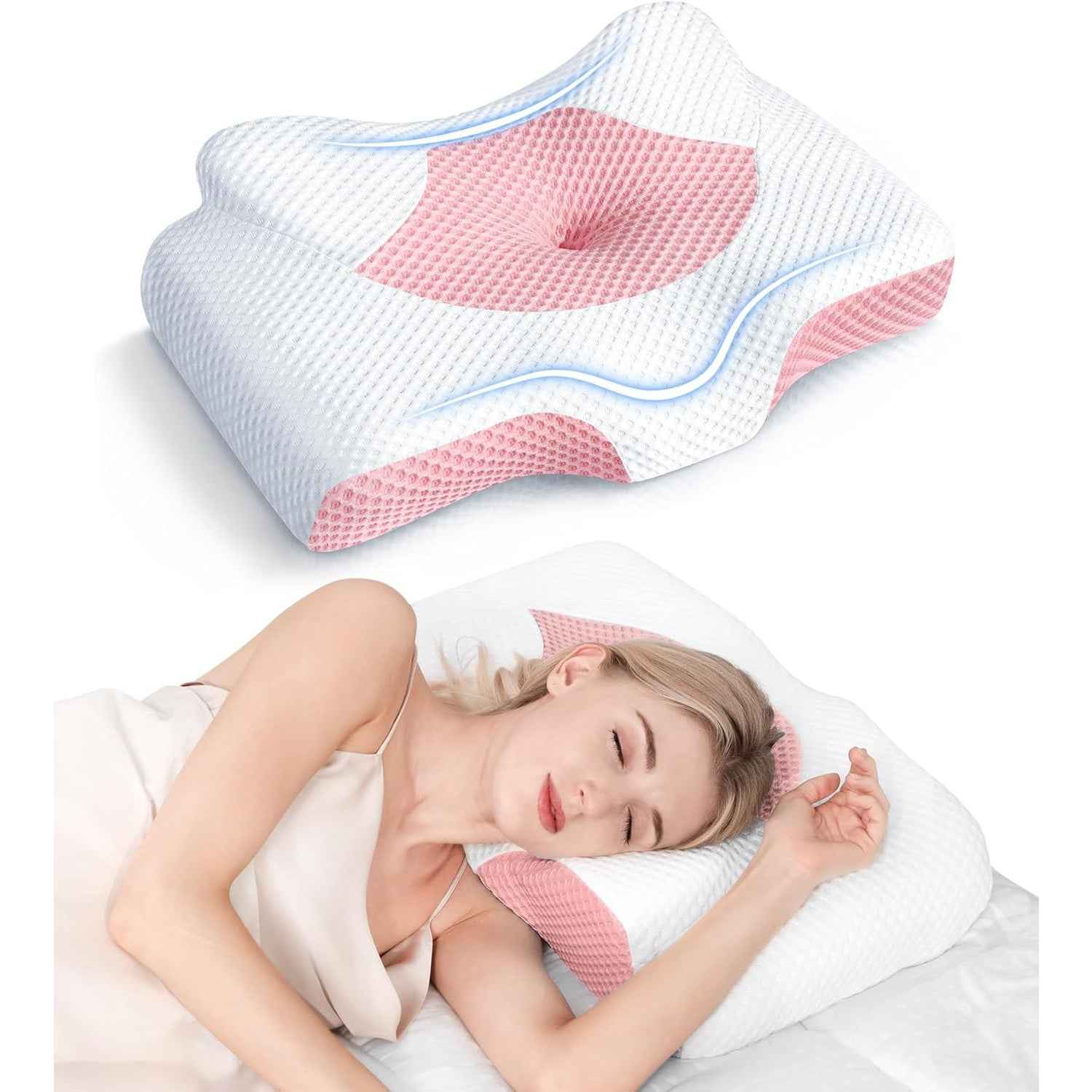 Osteo Cervical Pillow for Neck Pain Relief, Hollow Design Memory Foam with Cooling Case