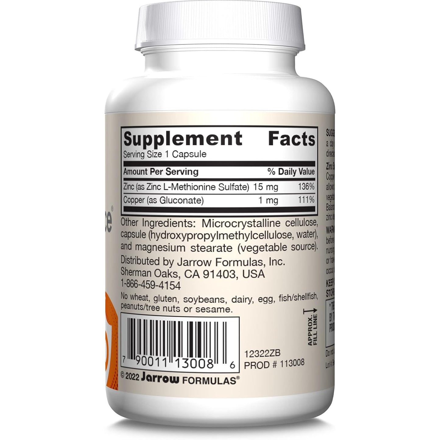 Jarrow Formulas Zinc Balance 15 mg 100 Veggie Caps