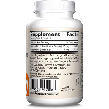 Jarrow Formulas Zinc Balance 15 mg 100 Veggie Caps