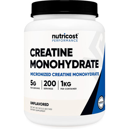 Nutricost Creatine Monohydrate Micronized Powder 500G, 5000mg Per Serv (5g) - 100 Servings, 17.9 Oz