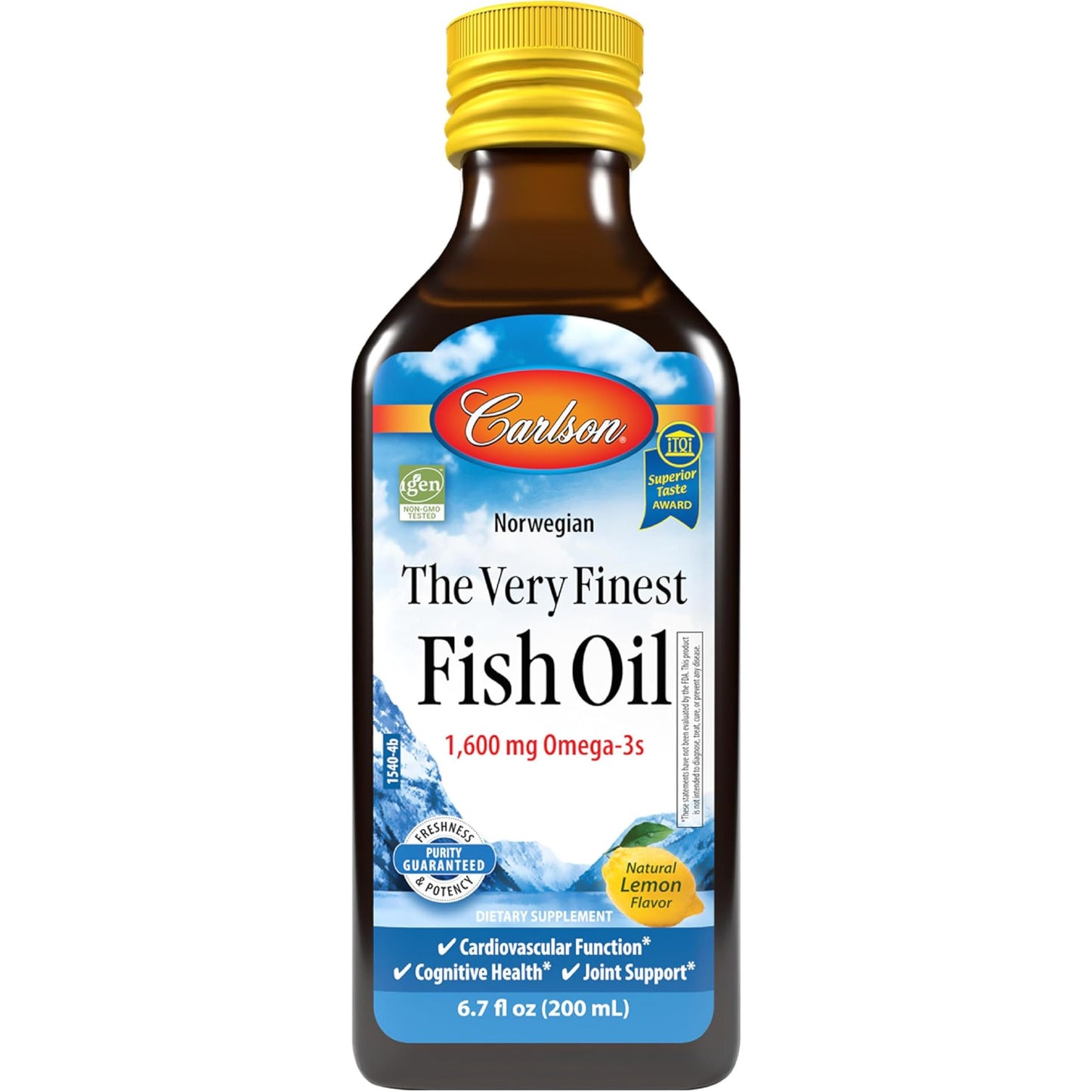 Carlson The Very Finest Fish Oil 1600mg Omega-3s Liquid Lemon