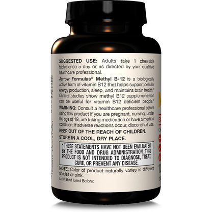 Jarrow Formulas Methyl B-12 1000mcg Chewable Tablets Lemon 100ct