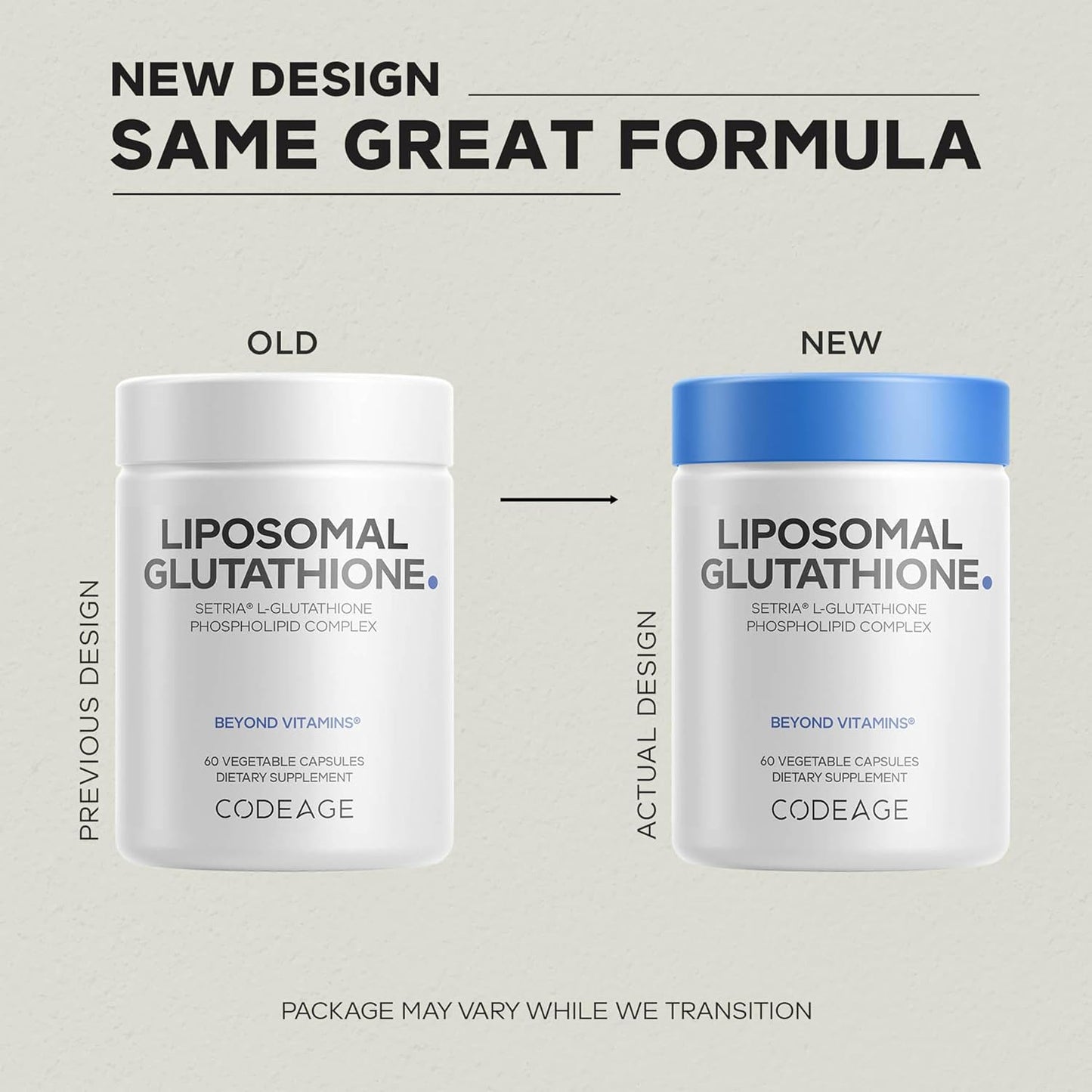 Codeage Liposomal Glutathione Supplement - Pure Reduced Setria L-Glutathione, Liposomal Delivery, Phospholipid Complex - Encapsulated Glutathione Powder Pills - Vegan, Non-GMO - 60 Capsules