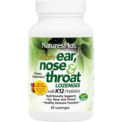 NaturesPlus Adult's Ear Nose Throat Lozenges K12 Probiotics 60 Lozenges Cherry Berry