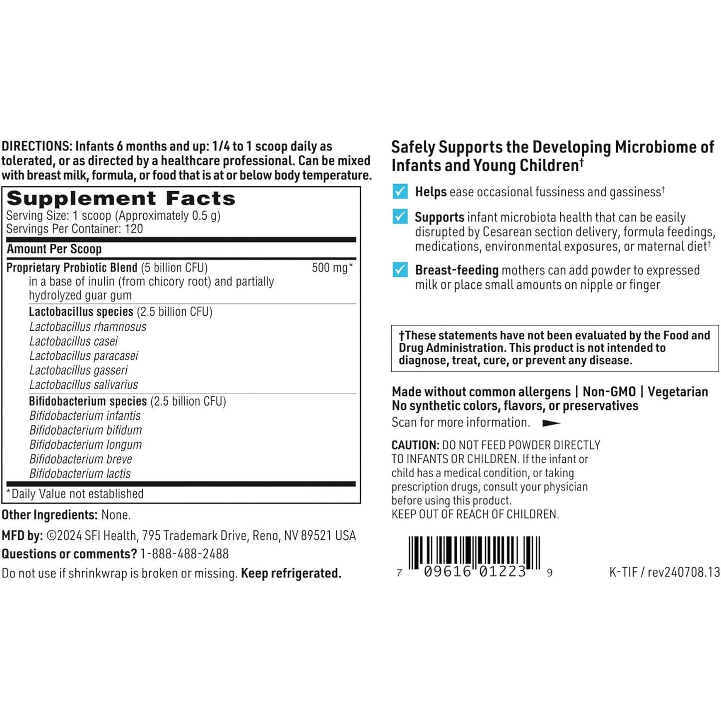 SFI Health Ther-Biotic Baby Probiotic Powder 10 Strains 120 Servings