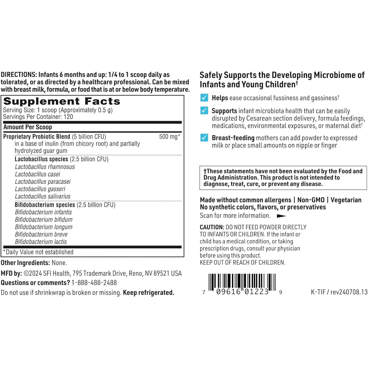 SFI Health Ther-Biotic Baby Probiotic Powder 10 Strains 120 Servings