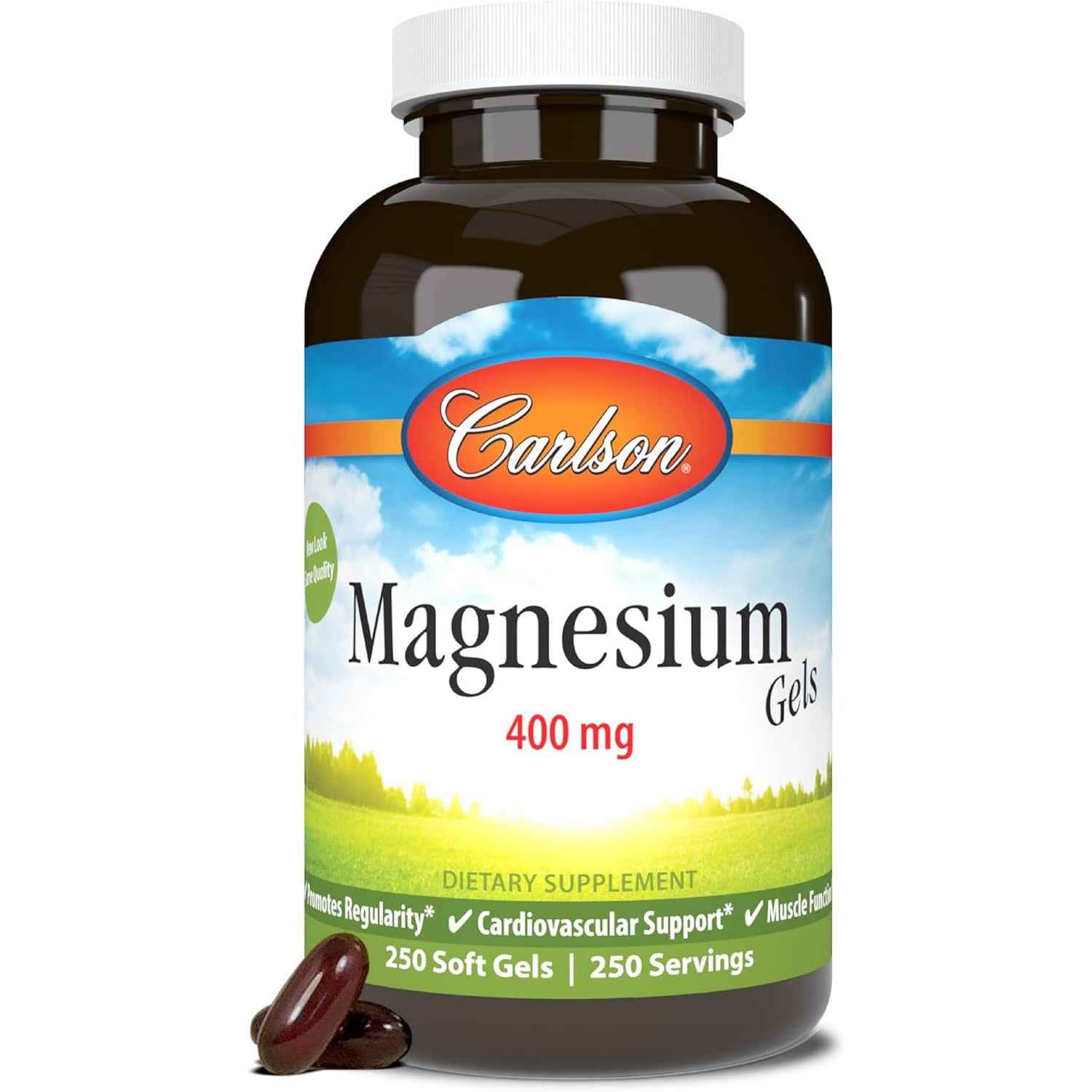 Carlson Magnesium Gels 400 mg 250 Softgels Heart Muscle Support