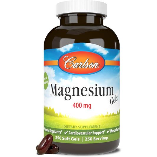 Carlson Magnesium Gels 400 mg 250 Softgels Heart Muscle Support