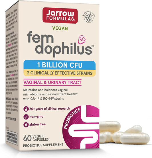 Jarrow Formulas Fem-Dophilus Vaginal Probiotics 1 Billion CFU, 60 Count (Pack of 1)