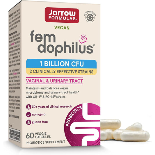 Jarrow Formulas Fem-Dophilus Vaginal Probiotics 1 Billion CFU, 60 Count (Pack of 1)
