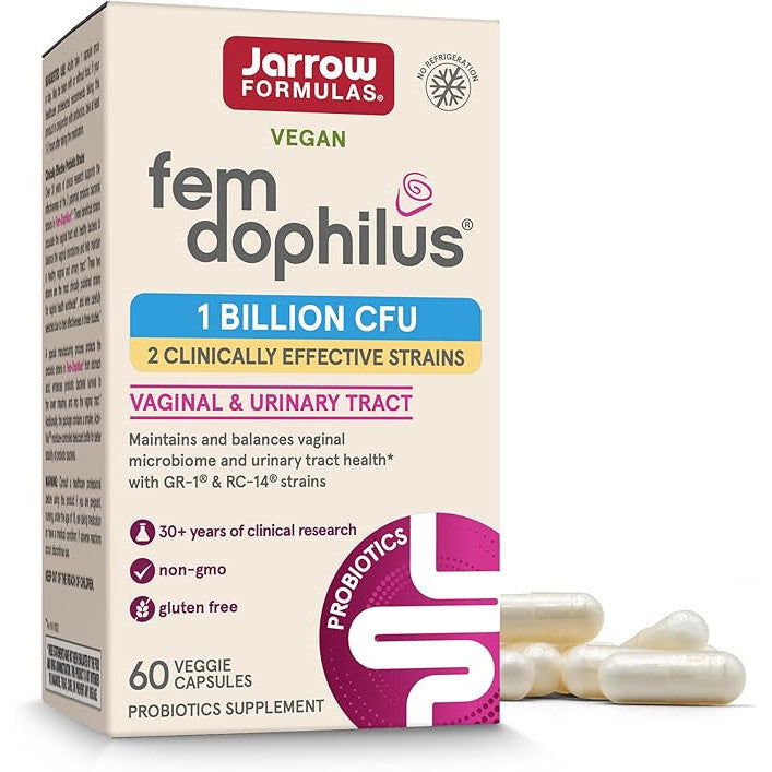 Jarrow Formulas Fem-Dophilus Vaginal Probiotics 1 Billion CFU, 60 Count (Pack of 1)