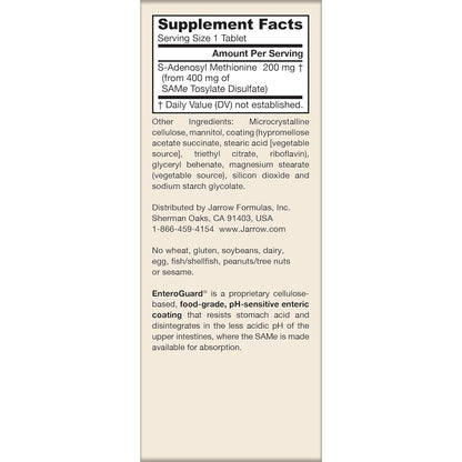 Jarrow Formulas SAMe 200 mg Dietary Supplement 60 Tablets