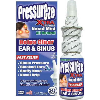 Pressureze Xtra Natural Preservative Free Nasal Spray for Severe Sinus Congestion