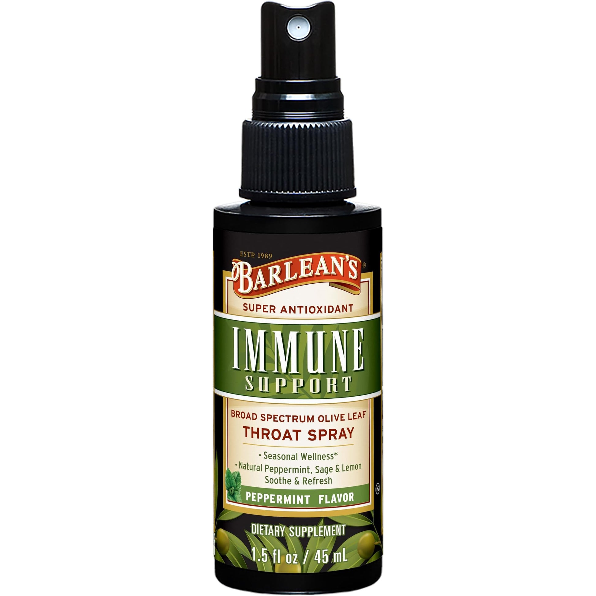 Barlean's Olive Leaf Complex Throat Spray Immune Support Supplement