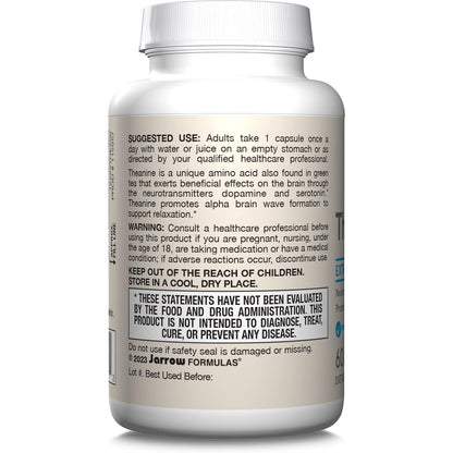 Jarrow Formulas Extra Strength L-Theanine 200mg Relaxation Supplement 60 Capsules