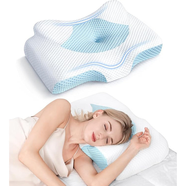 Osteo Cervical Pillow for Neck Pain Relief, Hollow Design Memory Foam with Cooling Case