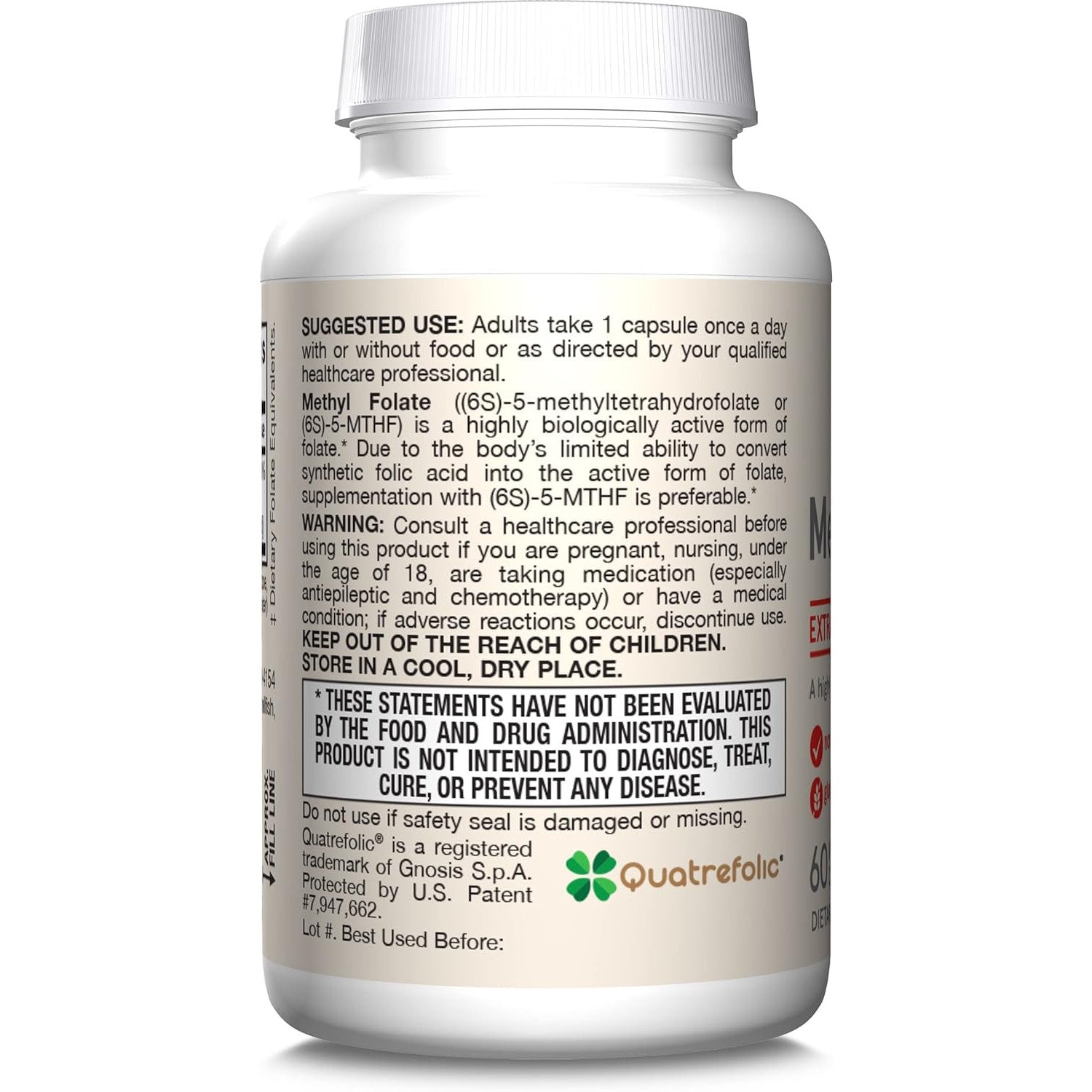 Jarrow Formulas Extra Strength Methyl Folate 400 mcg 60 Veggie Capsules