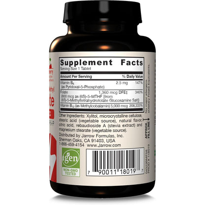 Jarrow Formulas Methyl B-12 & Methyl Folate Chewable Supplement 60 Count