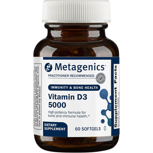 Metagenics Vitamin D3 5000 IU Supplement 125 mcg Cholecalciferol 60 Count