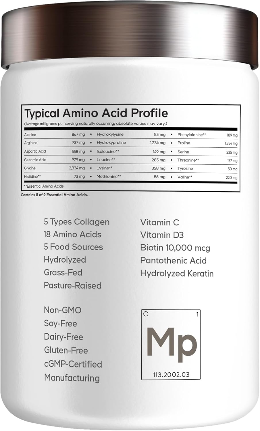 Codeage Multi Collagen For Women & Men Biotin 10000mcg Unflavored Powder