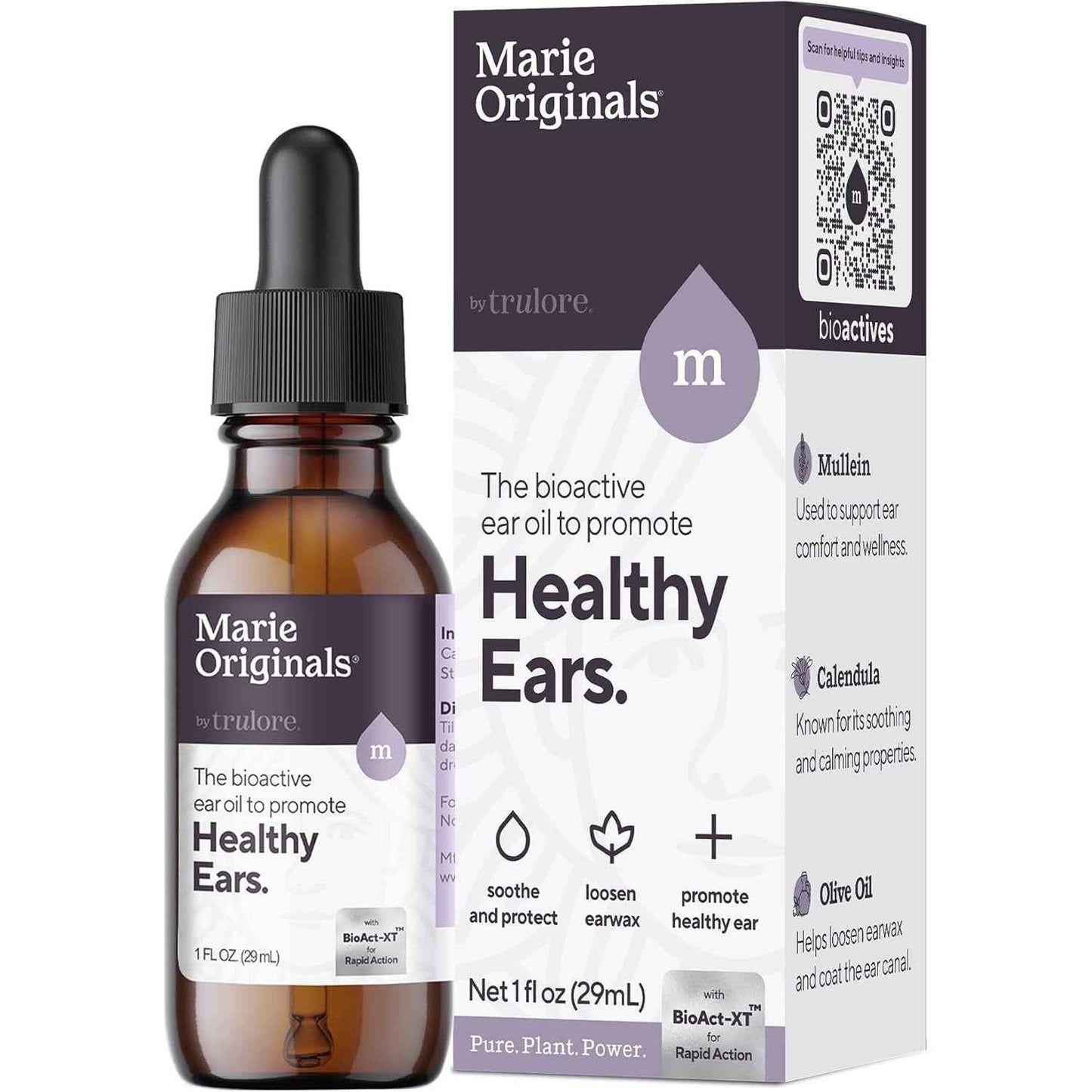 Marie Originals Mullein Garlic Oil Ear Drops for Adults Kids Pets 1oz