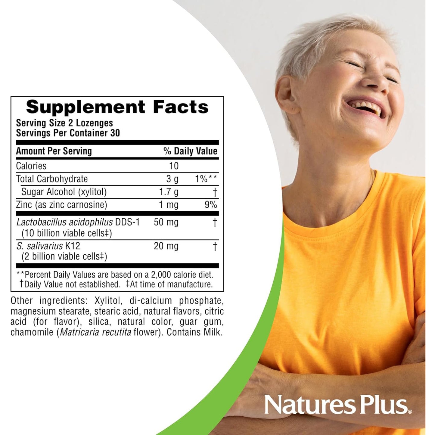 NaturesPlus Adult's Ear Nose Throat Lozenges K12 Probiotics 60 Lozenges Cherry Berry