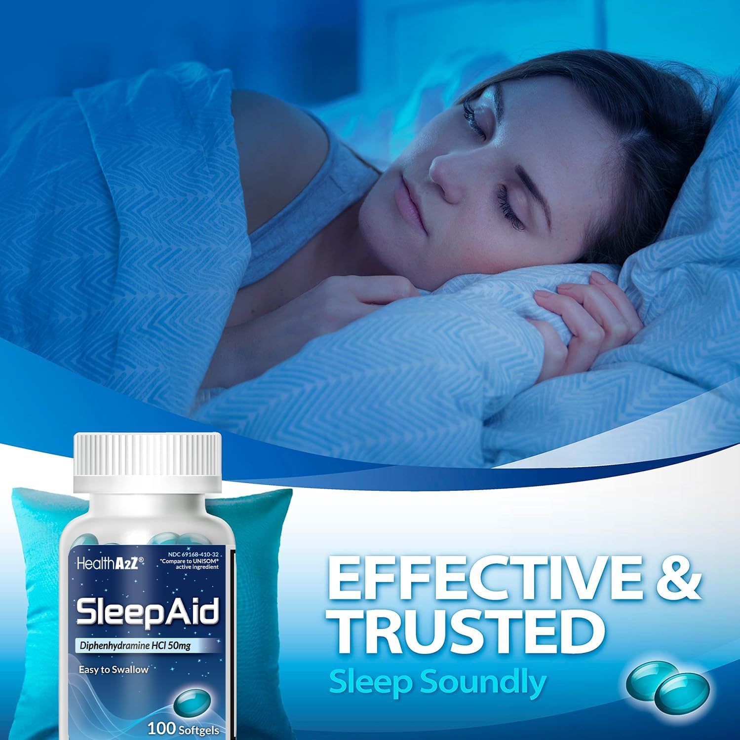 HealthA2Z Sleep Aid Diphenhydramine Softgels 50mg 100 Count