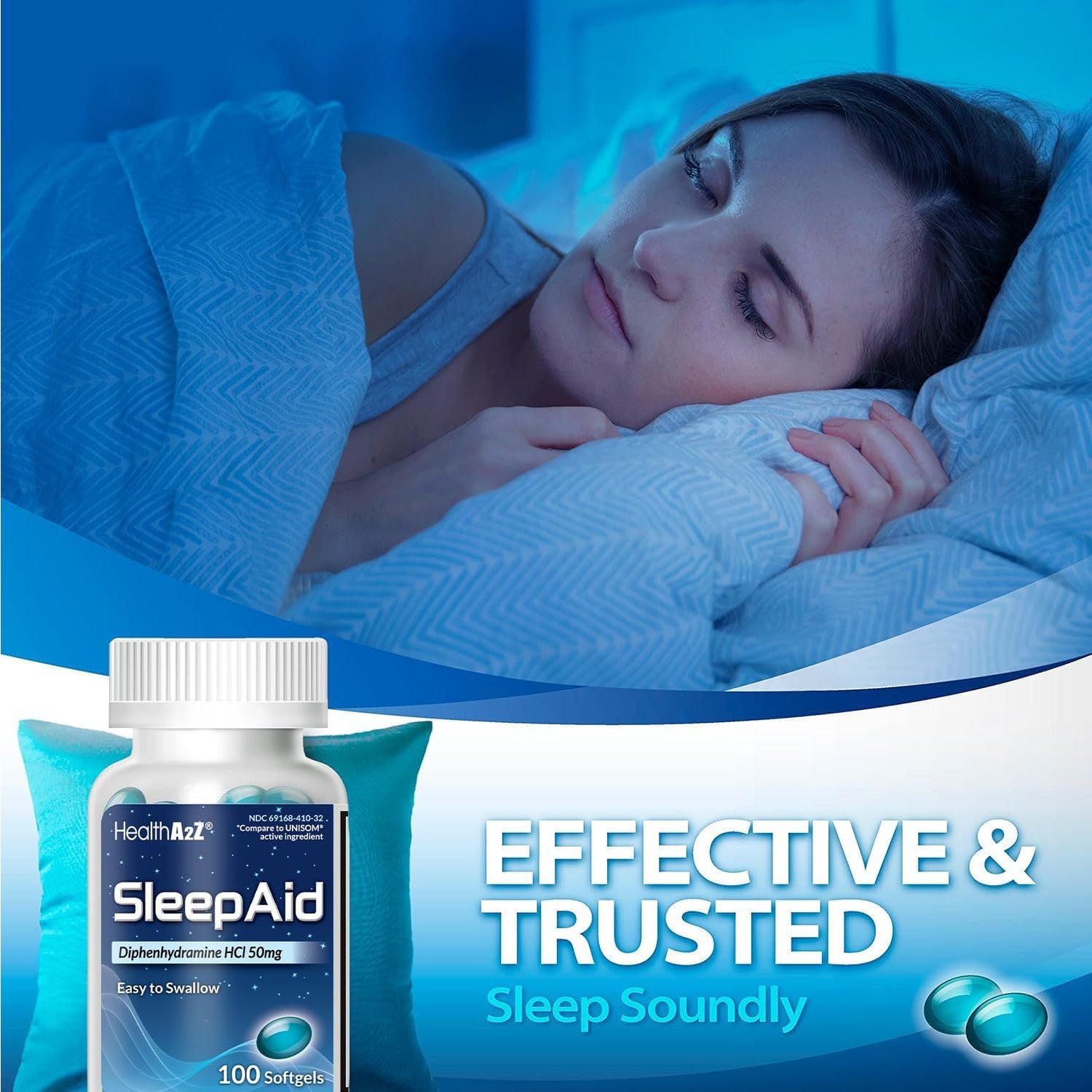 HealthA2Z Sleep Aid Diphenhydramine Softgels 50mg 100 Count