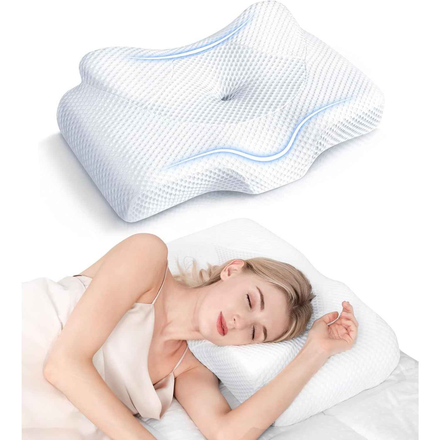 Osteo Cervical Pillow with Cooling Case Memory Foam for Neck Pain Relief