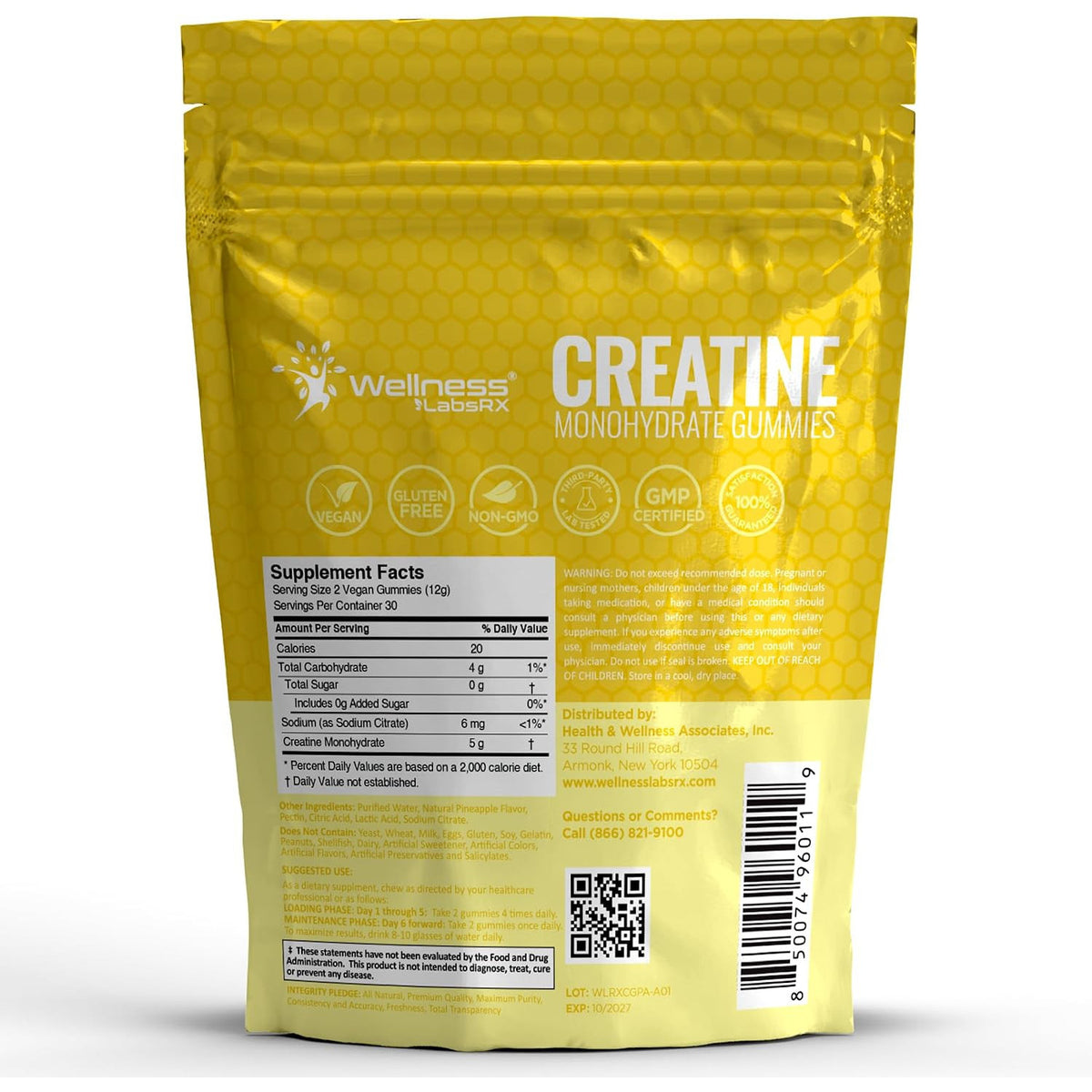 Creatine Gummies for Women & Men 5g Creatine Monohydrate Muscle Strength and Recovery Support 30 Servings