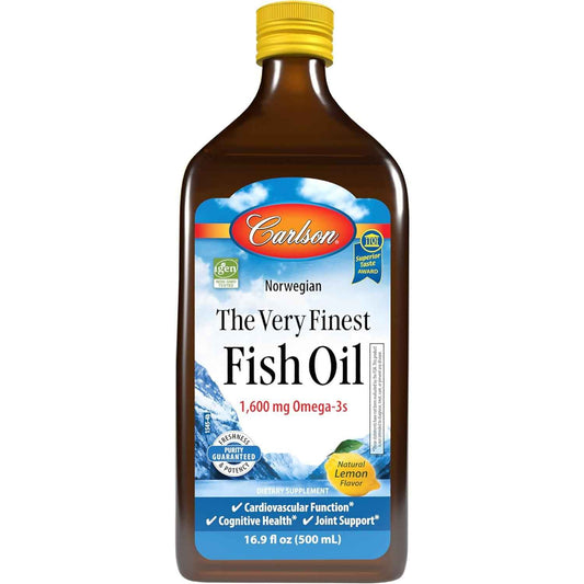 Carlson The Very Finest Fish Oil 1600 mg Omega-3s Liquid Supplement Lemon 16.9 Fl Oz