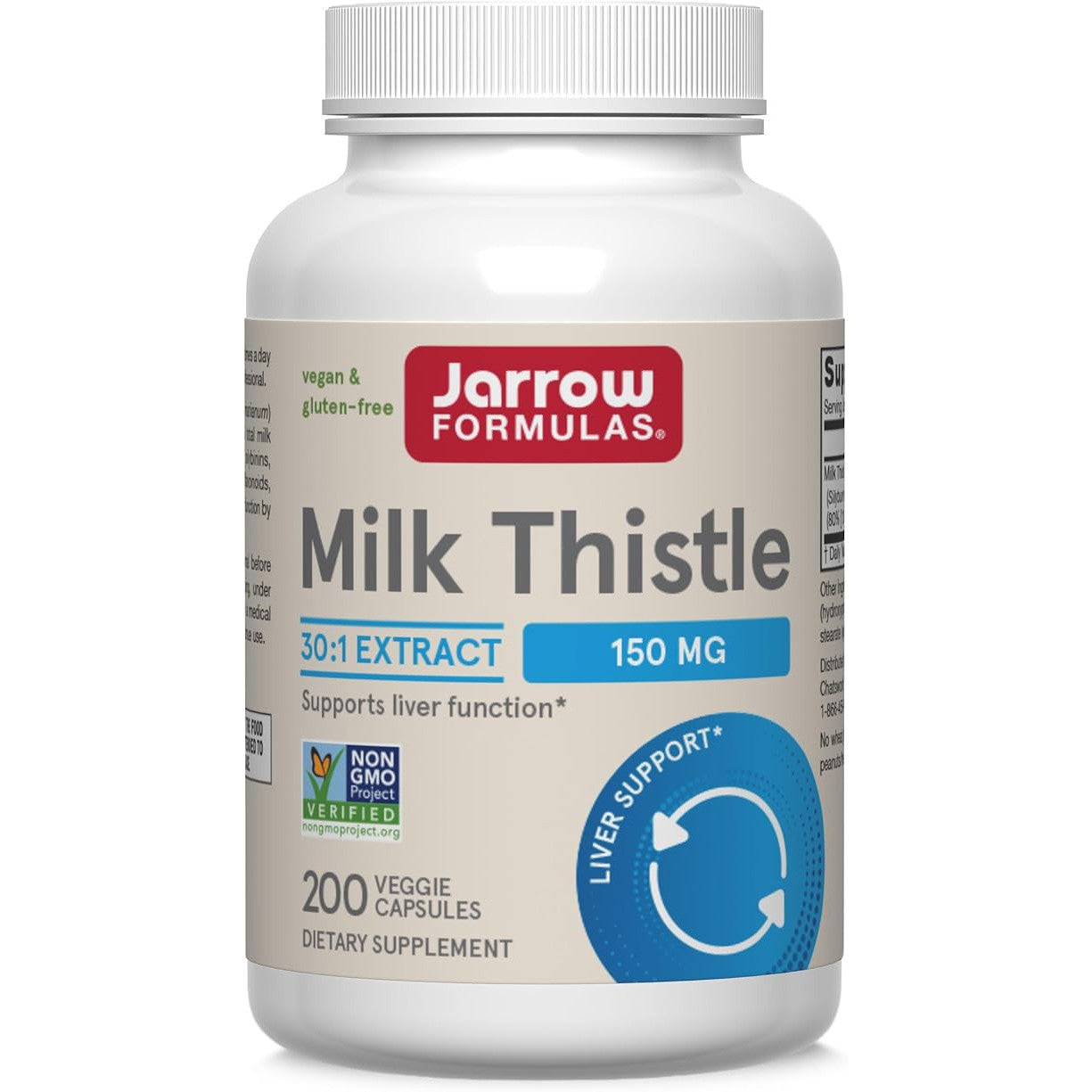 Jarrow Formulas Milk Thistle Supplement 150 mg. 30:1 Extract, 80% Flavonoids, 200 Capsules