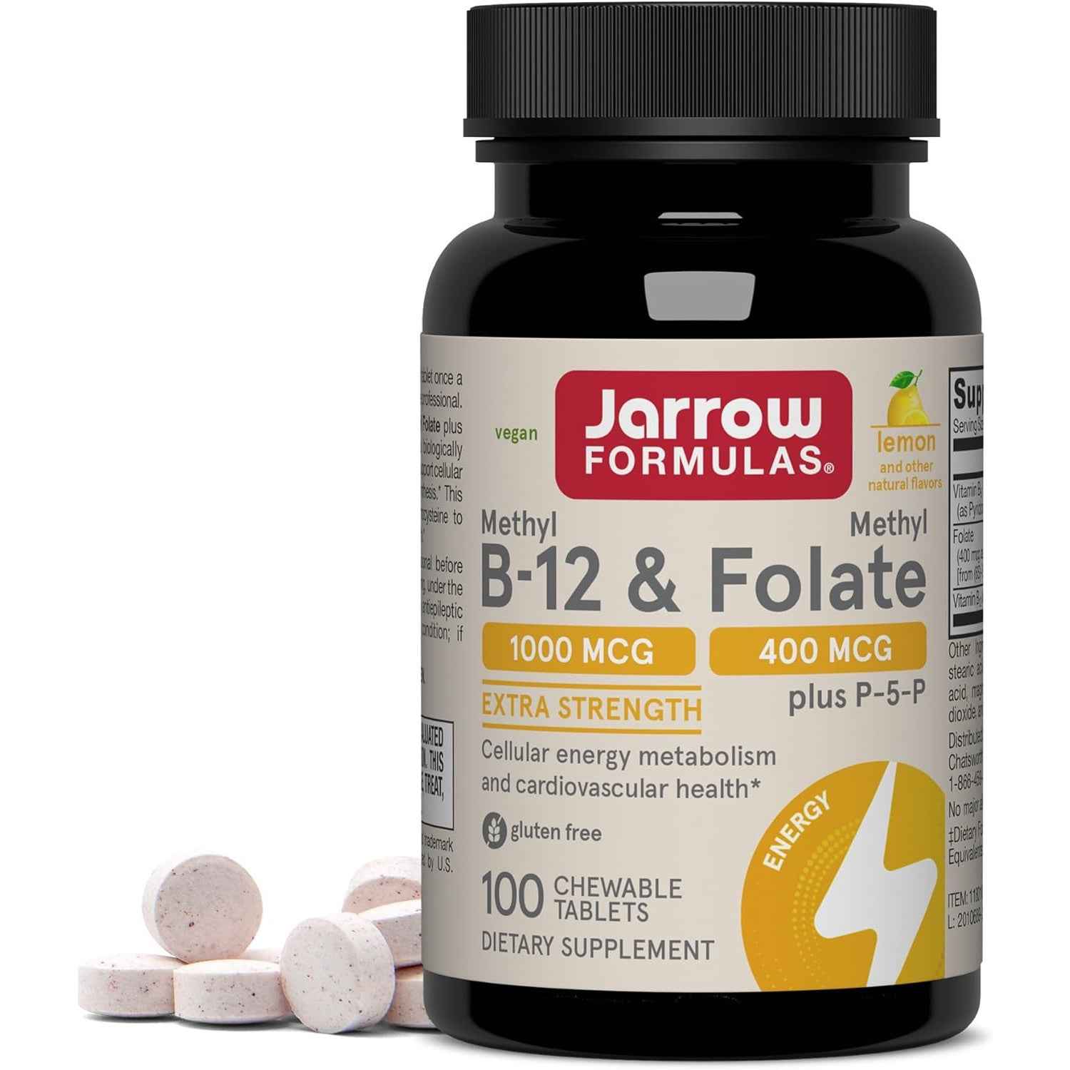 Jarrow Formulas Methyl B-12 & Methyl Folate 100 Chewable Tablets