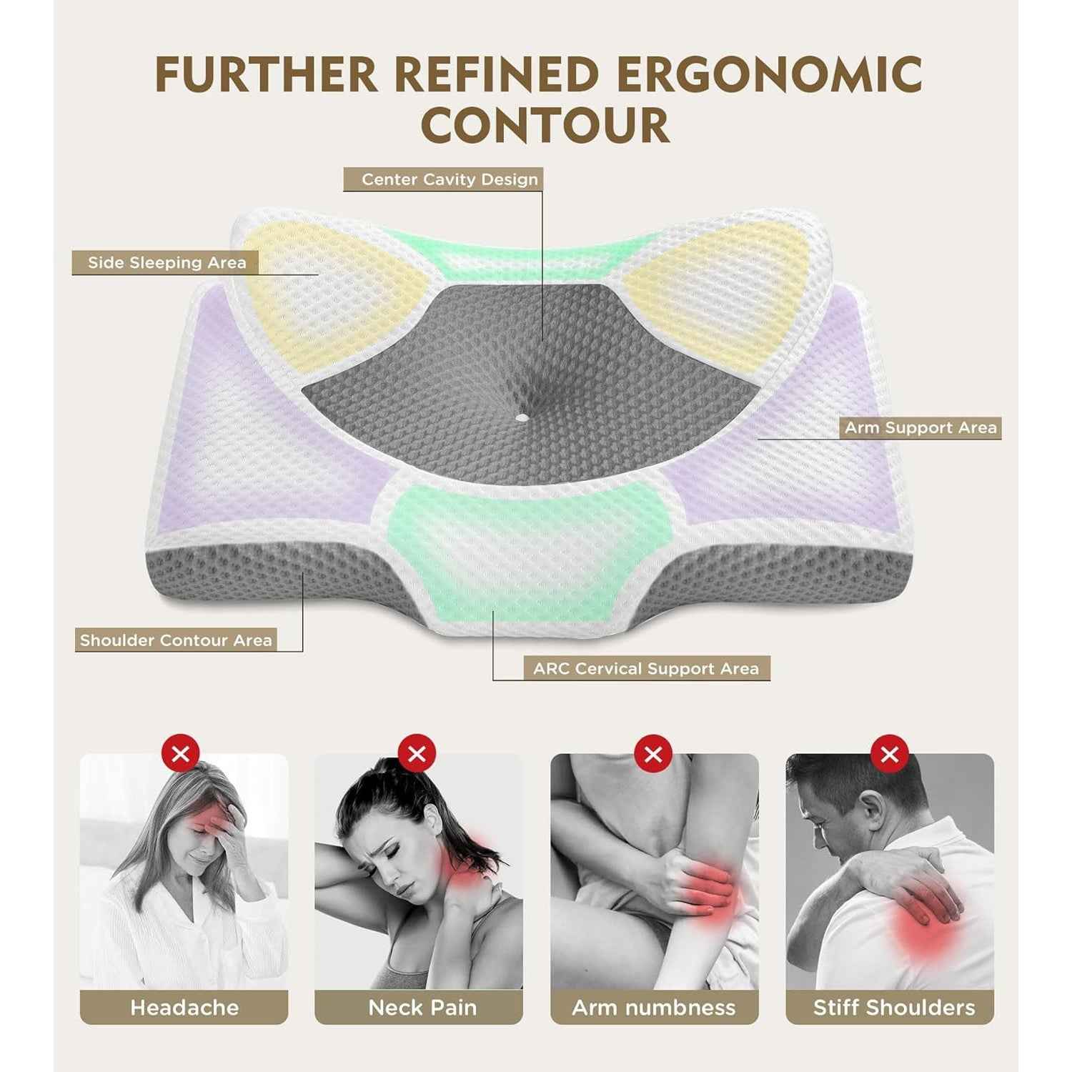 Osteo Cervical Pillow Neck Pain Relief Adjustable Memory Foam Cooling Case